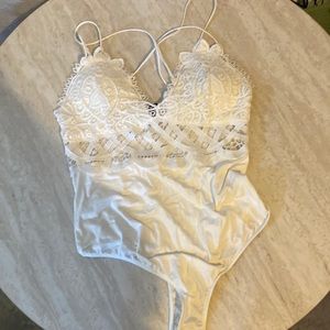 White lace body suit